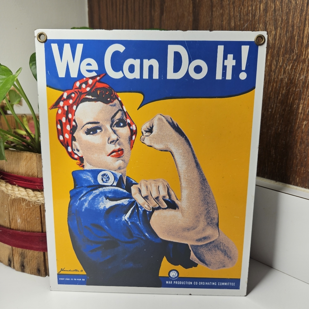 Rosie The Riveter We Can Do It advertising  Sign Ande Rooney Porcelain Enameled